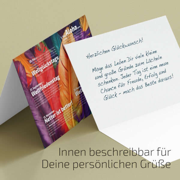 Glück-Glückwunsch-Geschenk-Design-Grußkarte-Kalender-innovativ